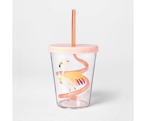 15oz Plastic Flamingo Tumbler with Lid and Straw Pink - Sun Squad&#153;