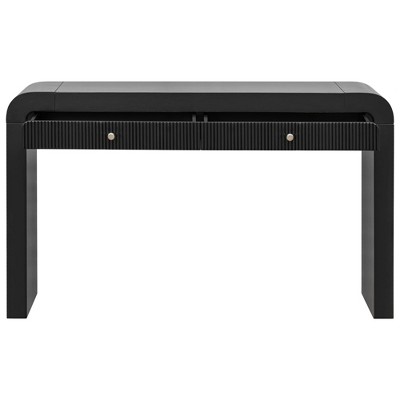 Luxystar Rustic Console Table with Fluted Drawer Front, Curved Corners and Thick Legs for Hallway and Living Room, Black
