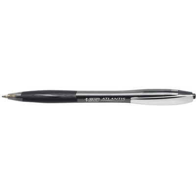 BIC Atlantis Original Retractable Ballpoint Pen, Medium Tip, Black, pk of 12