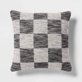 18"x18" Modern Woven Checkerboard Square Decorative Pillow Black - Threshold™