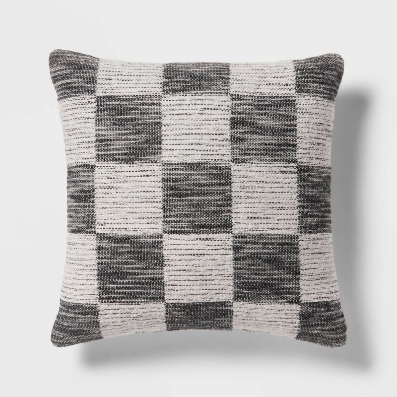 18&#34;x18&#34; Modern Woven Checkerboard Square Decorative Pillow Black - Threshold&#8482;, 1 of 6