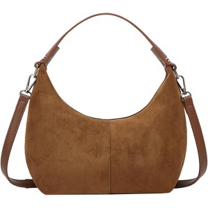 Suede Crescent Bag Women Retro Suede Slouchy Bag Fall Work Handbag Shoulder Bag - 1 of 4