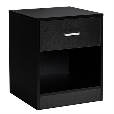 Costway Nightstand with Drawer Storage Cabinet Modern Beside End Table Black\Brown