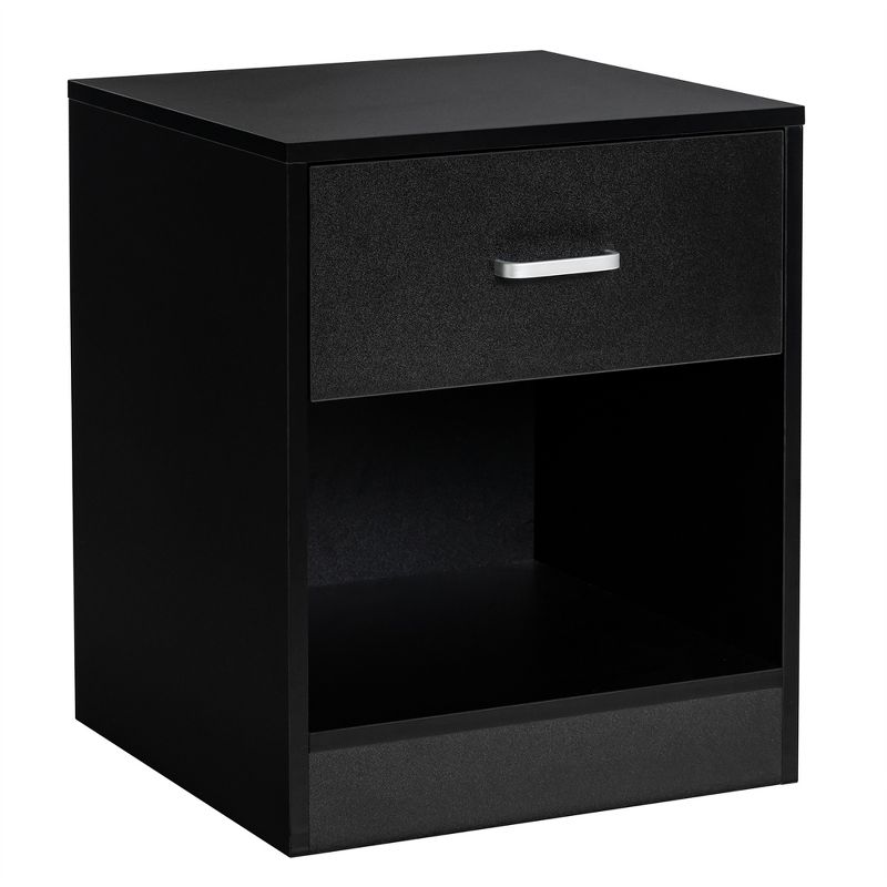 Costway Nightstand with Drawer Storage Cabinet Modern Beside End Table Black\Brown, 1 of 10