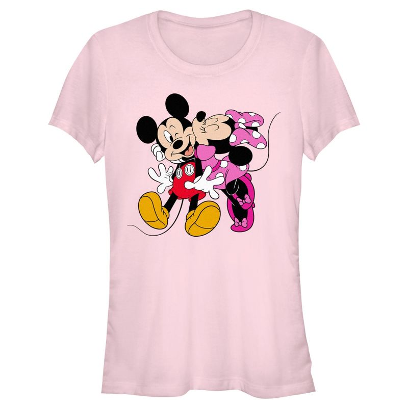 Junior's Women Mickey & Friends Minnie Kiss Couple T-Shirt, 1 of 5