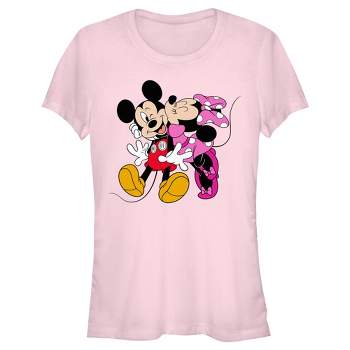 Junior's Women Mickey & Friends Minnie Kiss Couple T-Shirt