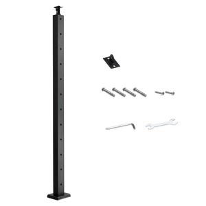 VEVOR Cable Railing Post,42x1x2 Inch Level Deck Stair Posts,1-Pack Stainless Steel Cable Handrail Post,with Mounting Bracket Stair Railing Kit, Black - 1 of 4