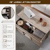 SinCiDo Lift Top Coffee Table, Farmhouse 48" Center Table w/ Lifting Platform, Hidden Storage Room, Adjustable Partition, & Arched Sliding Door - 2 of 4
