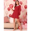 Allegra K Women's A-Line Long Sleeve Front Button Down Lace-Collar Mini Dresses - 2 of 4