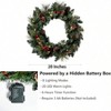 20 Inch Pre - Lit Artificial Wreath Door Decoration Outdoor Indoor Wall Fireplace Warm LED Lights Timer Operated Christmas Decor - 2 of 4