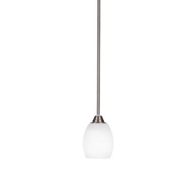 Toltec Lighting Paramount 1 - Light Pendant in  Brushed Nickel with 5" White Linen  Shade