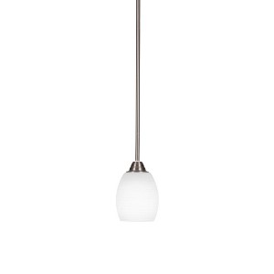 Toltec Lighting Paramount 1 - Light Pendant in  Brushed Nickel with 5" White Linen  Shade - 1 of 1