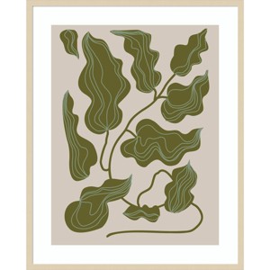 Amanti Art 33"x41" Expressive Abstract House Plant Green Leaves by The Creative Bunch Studio Wood Framed Wall Art Print Brown: Modern Decor - 1 of 4