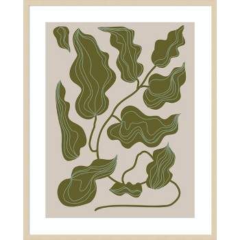 33"x41" Expressive Abstract House Plant Green Leaves by The Creative Bunch Studio Wood Framed Wall Art Print Brown - Amanti Art