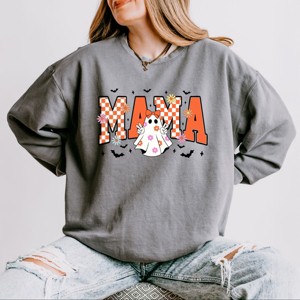 Simply Sage Market Mama Checkered Girl Ghost Lightweight Garment Dyed Sweatshirt - 1 of 3