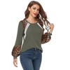 Coolmee Long Sleeve Shirts for Women Color Block Leopard Print Raglan Tops Casual Crewneck Basic Tees Fashion Fall Clothes - 4 of 4