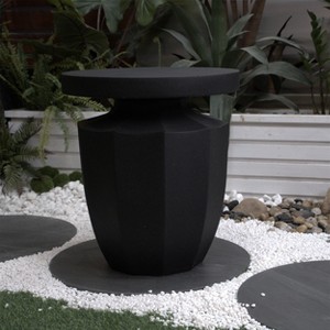 VYNXARIA Decorative Garden End Table, 20.3" H Modern Heavy Duty Patio Sturdy Faux Terrazzo Accent Table Side Table Plant Table for Indoor Outdoor - 1 of 4
