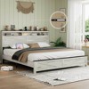 King Size Platform Bed with Wooden Headboard and Hidden Storage Space for Bedroom or Apartment - 3 of 4
