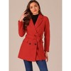 INSPIRE CHIC Women's Notch Lapel Double Breasted Belted Mid Long Outwear Winter Coat - 2 of 4