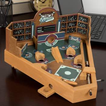 Toy Time Kids' Miniature Wooden Retro Tabletop Baseball Pinball Skill Game