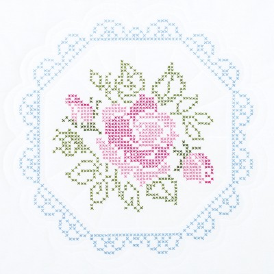 Jack Dempsey Stamped White Quilt Blocks 18"X18" 6/Pkg-XX Rose