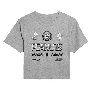 Women's - Peanuts - Charlie Brown Soccer Jersey Cropped Graphic T-Shirt - 1 of 4