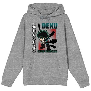 My Hero Academia Deku Long Sleeve Athletic Heather Adult Hooded Sweatshirt - 1 of 3