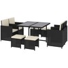 Resenkos 9 Pieces Outdoor Dining Set for 8, Wicker Chairs and Square Glass Table with Cushions and Ottomans, Rattan Conversation Patio Furniture Set, - 4 of 4