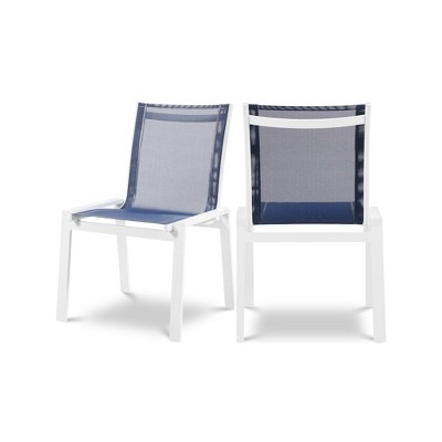 Meridian Furniture,Nizuc Mesh Water Resistant Fabric Outdoor Patio Dining Chair, Set of 2
