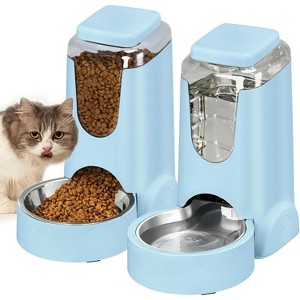 Automatic Pet Feeder and Water Dispenser Set, for Small Medium Dogs, Cats, Puppies, Kittens - 1 of 4