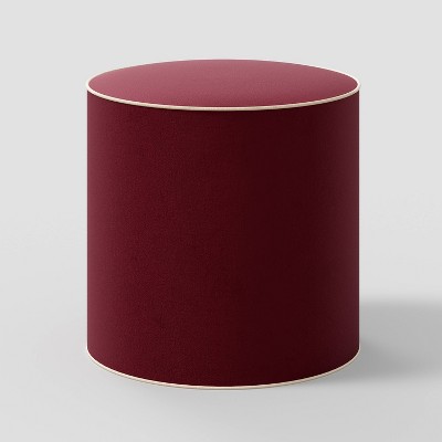 Contrast Welt Drum Ottoman in Velvet Berry Pearl Welt - Threshold™