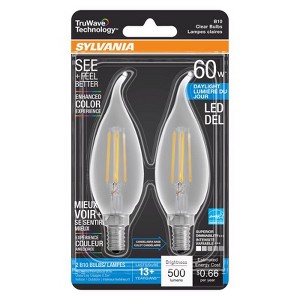 Sylvania TruWave B10 E12 (Candelabra) LED Bulb Daylight 60 Watt Equivalence 2 pk - 1 of 1