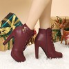 Allegra K Women's Lace Up Round Toe Platform Block Heels Ankle Boots - 2 of 4