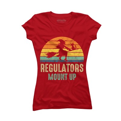 Junior's Design By Humans Regulators Mount Up Halloween Witch By RedBirdLS T-Shirt