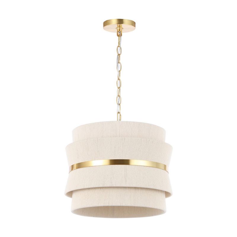 Willa 3 Light 16 Inch Pendant - Bleached Natural/Brass Gold - Safavieh, 1 of 7