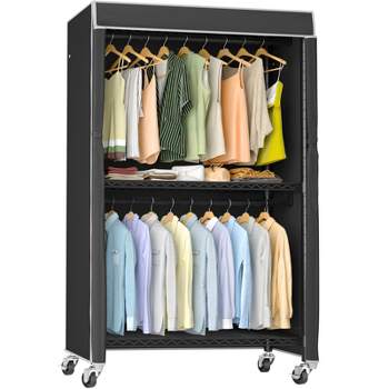 VIPEK V12C Heavy Duty Rolling Garment Rack with Cover Clothing Rack, Black Rack with Cover