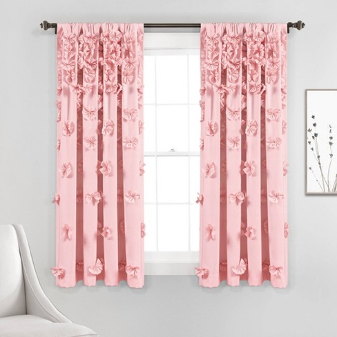 63 X54 Riley Sheer Window Curtain, Pink Ruffle Curtains 95 Inch