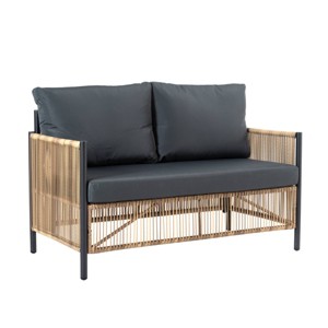 Nestfair 2pc Wicker Patio Conversation Sofa Set with Cushions and Coffee Table Black Brown - 1 of 4