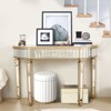 AZL1 Life Concept Vanity Table Half-Moon Mirrored Fluted Glass Crystal Knob Drawer for Bedroom Dressing Room Entryway, Gold, 52.75"*18.11"*11.8" - 2 of 4