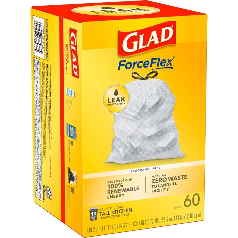 Glad ForceFlex Tall Kitchen Drawstring Trash Bags - Unscented - 13 Gallon, 6 of 12