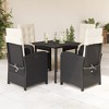 vidaXL 5-Piece Patio Dining Set - PE Rattan Chairs with Cushions, Adjustable Backrests, Tempered Glass Tabletop - for Garden, Backyard, Patio - 2 of 4