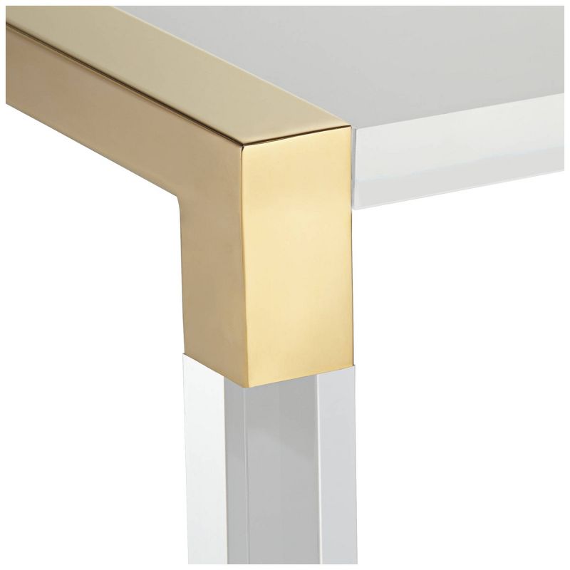 55 Downing Street Hanna Modern Cast Acrylic Accent Side End Table 23 1/2" x 24" Clear Gold for Living Family Room Bedroom Bedside Entryway Office Home, 3 of 9