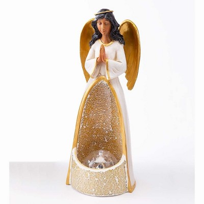 Plow & Hearth Lighted Color-Changing Glass Mosaic African American Angel Holiday Statue