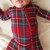 Infant Red Tartan Plaid Footie Zippered One Piece - Posh Peanut - 4 of 4