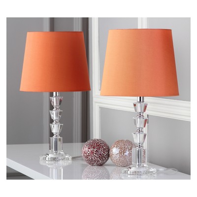 Harlow Tiered Crystal Orb Lamp Orange (Set of 2) - Safavieh , Clear/Orange