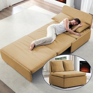 Mjkone Full/Queen Size Sofa Bed, 2 in 1 Convertible Linen Loveseat Sleeper Sofa Couch with Cushions - 1 of 4