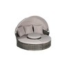 5 Pieces Outdoor Patio Rattan Round Daybed Sunbed with Retractable Canopy and Removable Cushions - 4 of 4