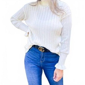 Women's Ruffle Sleeve Turtleneck Sweater - Amoli S/M - 1 of 4