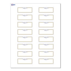 Avery Labels, 1" x 2-5/8", Matte White, Gold & Navy Border w/ Florals, 160ct - 1 of 4