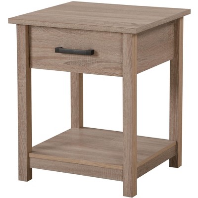 Salem Sandle Wood Modern Nightstand with Open Shelf and Drawer